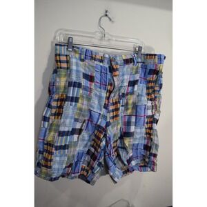 J. Crew Mens Plaid Patchwork Shorts Size 35 Cotton Casual Colorful